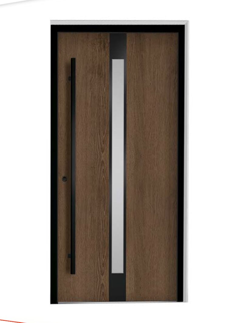 Stylish Vertical Glass Elements for a Modern Front Door Design