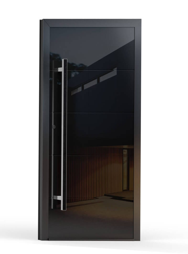 Minimalist Design with a Wide Glass Panel for a Sleek Front Door